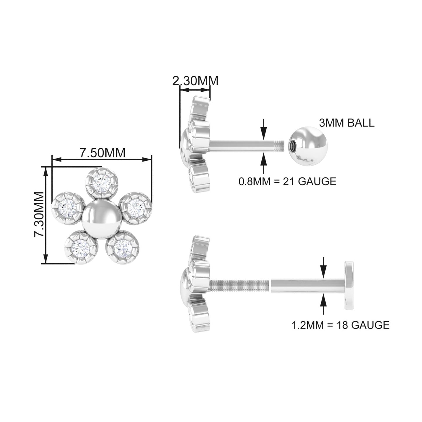 Diamond Floral Cartilage Earring