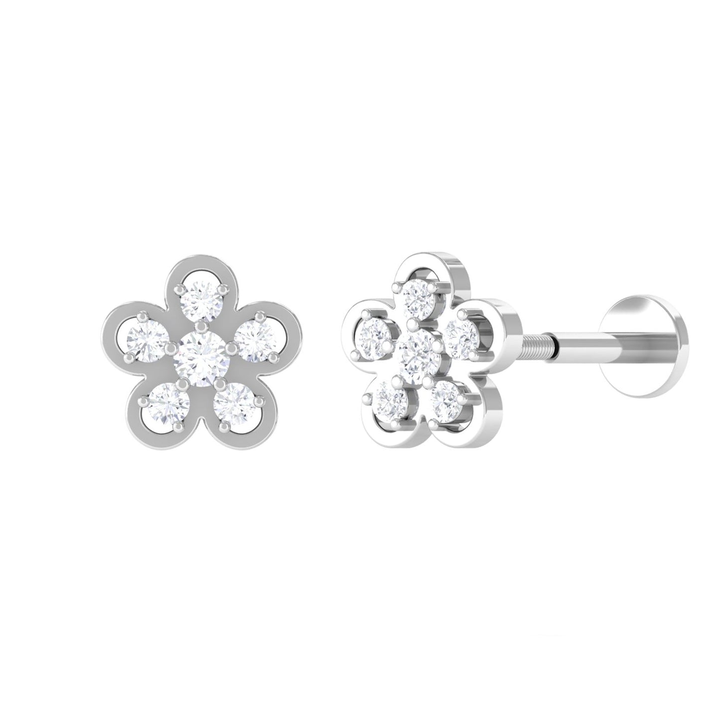 Diamond Floral Helix Earring for Women