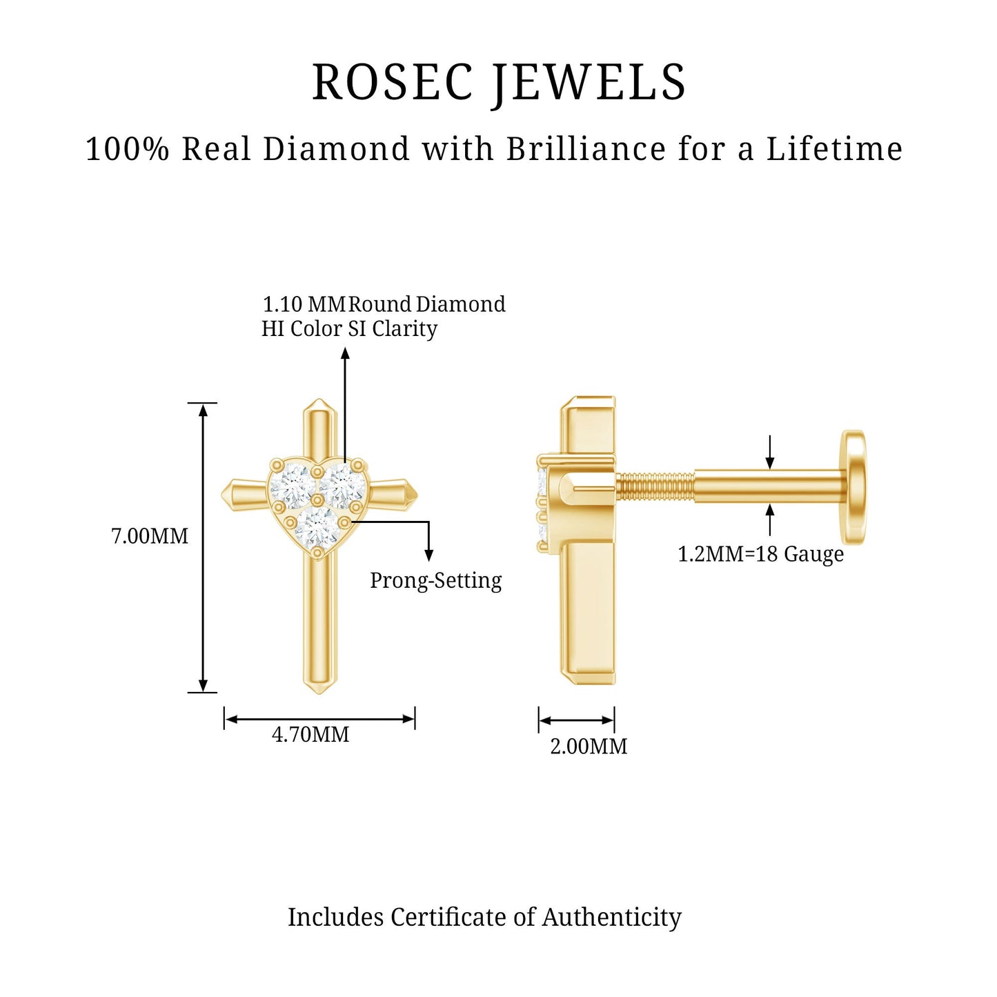 Round Natural Diamond Cross Helix Earring