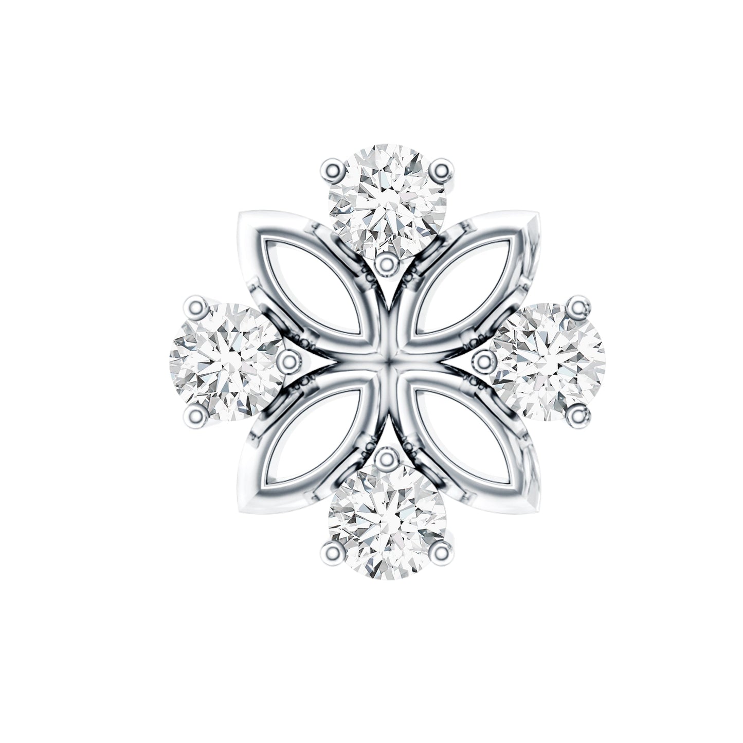 Round Moissanite Flower Earring for Cartilage Piercing