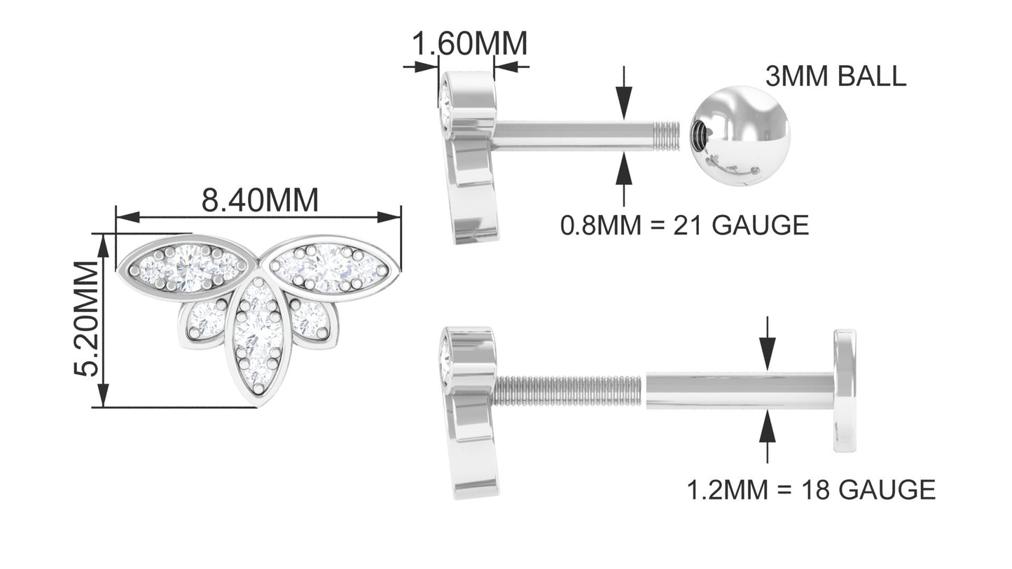 Diamond Flower Earring for Second Lobe Piercing