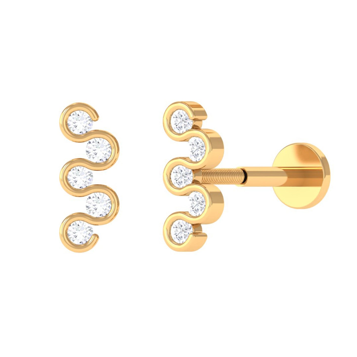 Diamond Zig Zag Bubble Crawler Earring