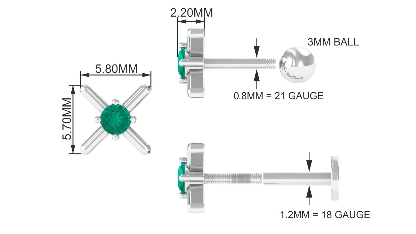 Green Emerald Unique Tragus Earring