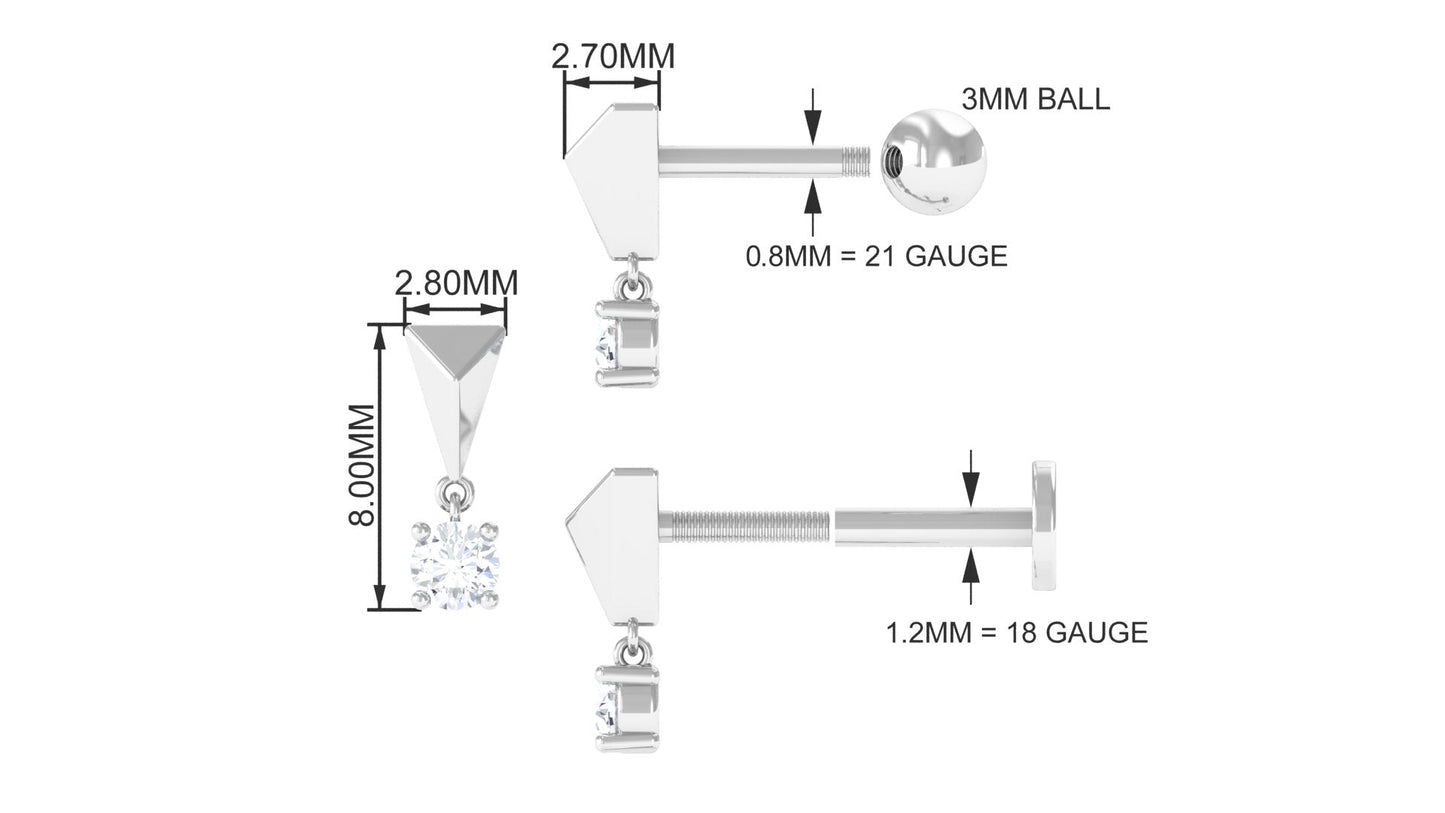 Diamond Drop Earring for Helix Piercing