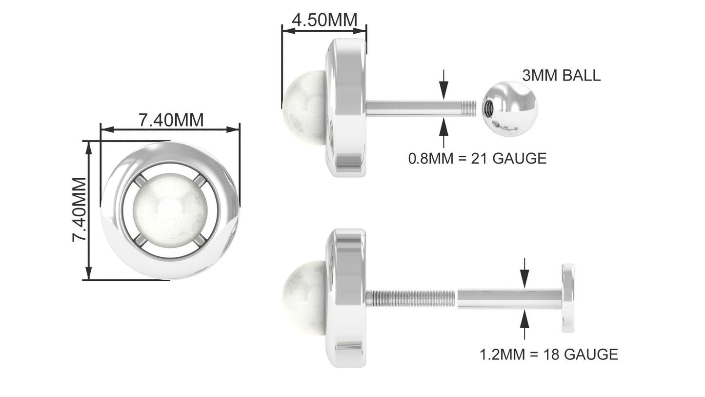 Circle Freshwater Pearl Earring for Helix Piercing