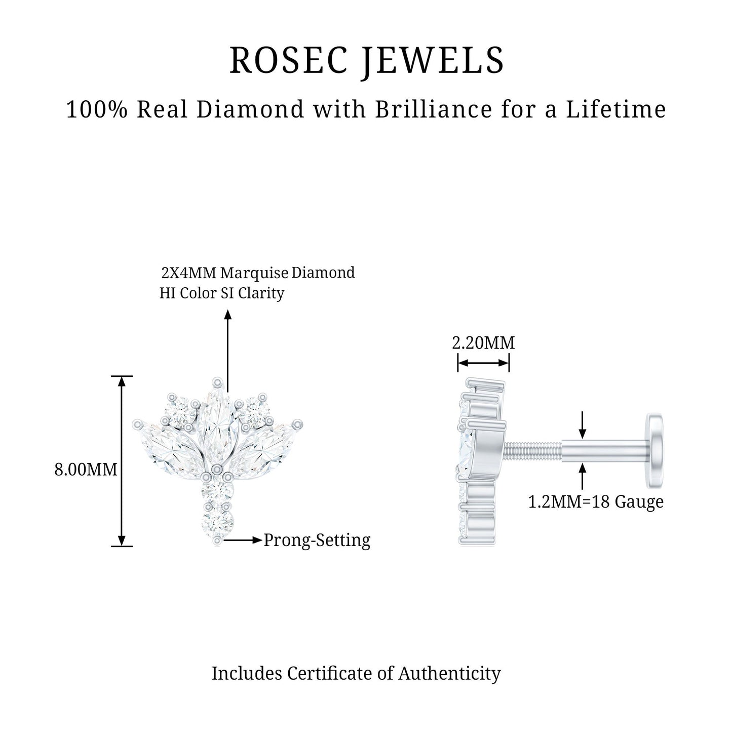 Diamond Lotus Cartilage Earring
