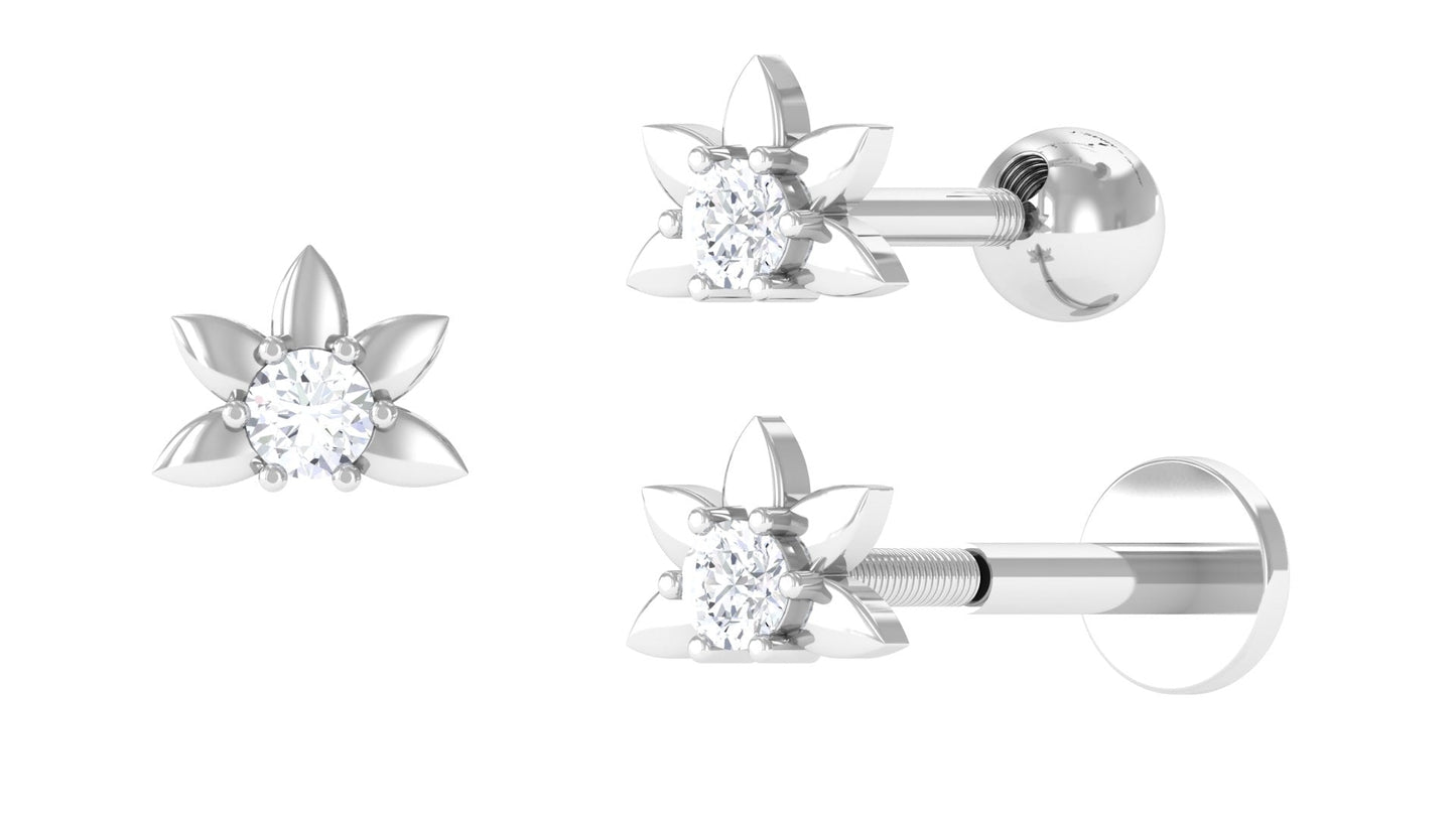 Diamond Floral Earring for Tragus Piercing