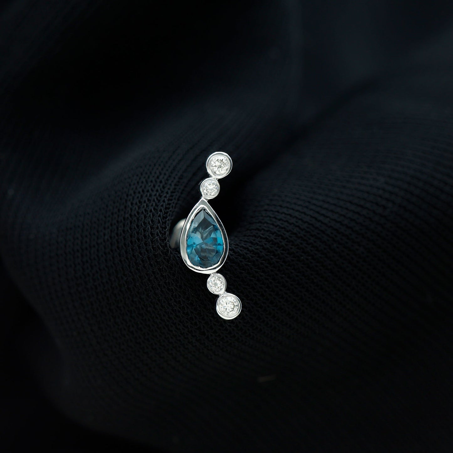 London Blue Topaz Ear Crawler Earring with Diamond