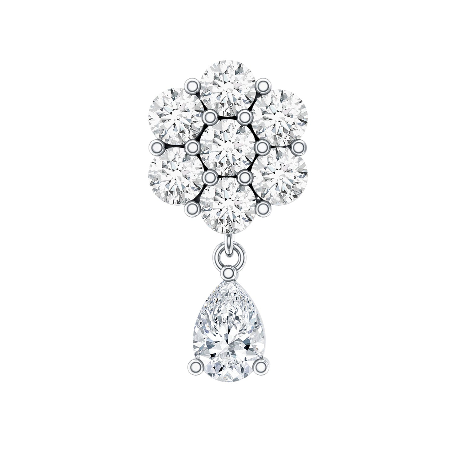 Moissanite Floral Drop Earring for Helix Piercing