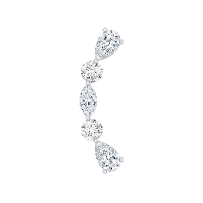 Certified Moissanite Curved Crawler Earring for Helix Piercing