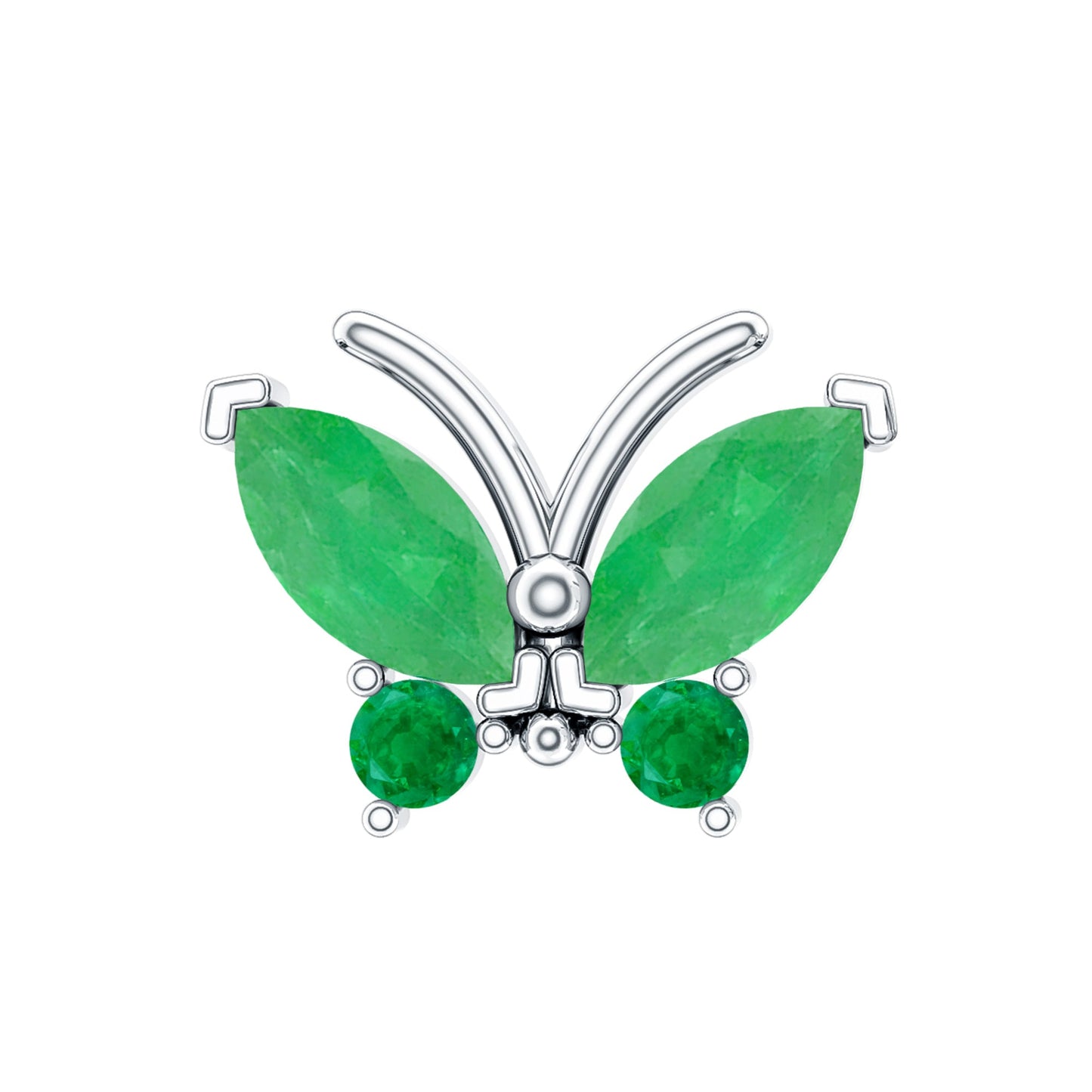 Natural Emerald Butterfly Earring for Cartilage Piercing