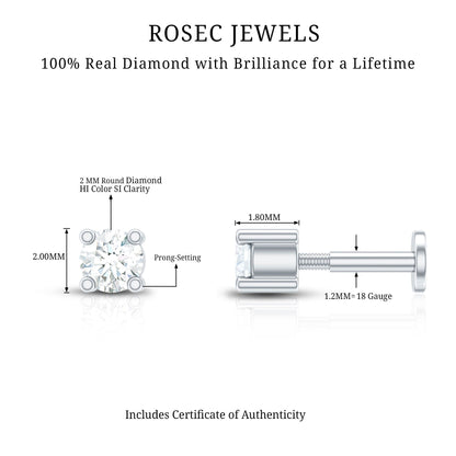 Natural Diamond Conch Piercing Earring