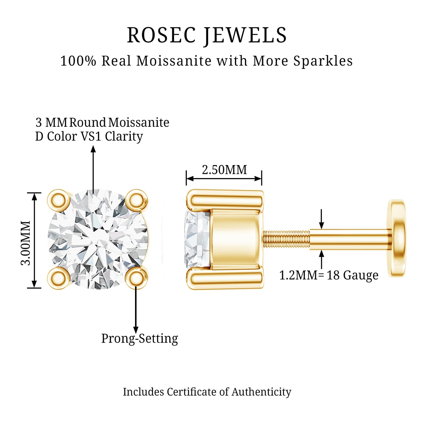 Dainty Moissanite Solitaire Conch Earring