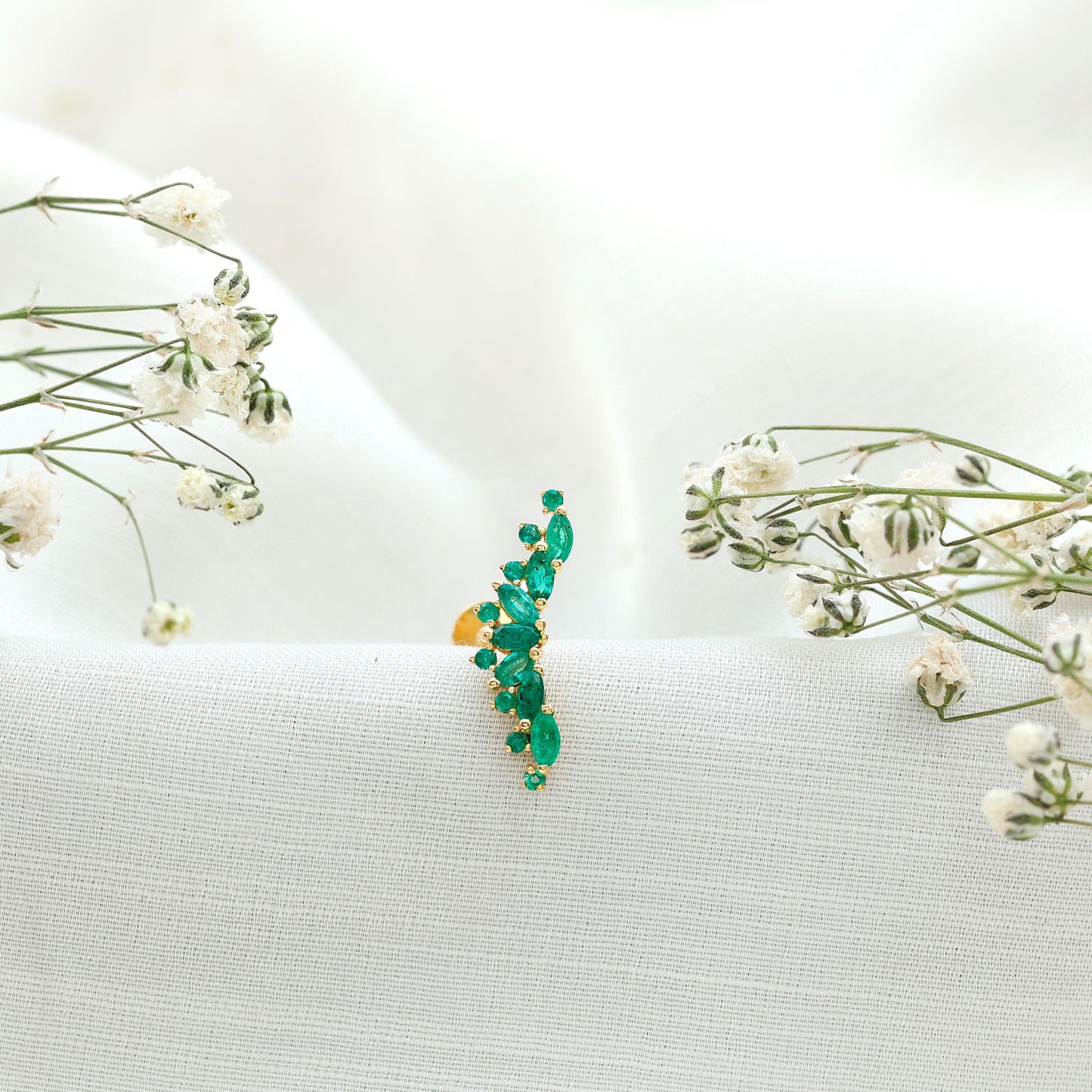 Natural Marquise Emerald Crawler Cartilage Earring