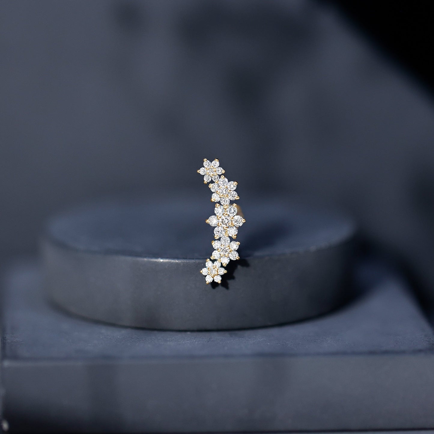 Exquisite Moissanite Flower Inspired Crawler Earring