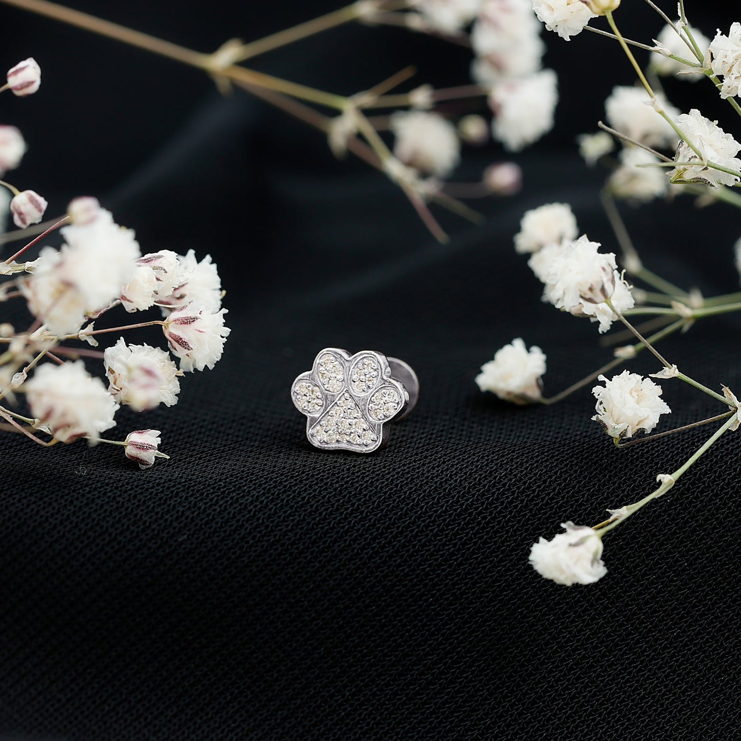 Certified Diamond Paw Cartilage Earring