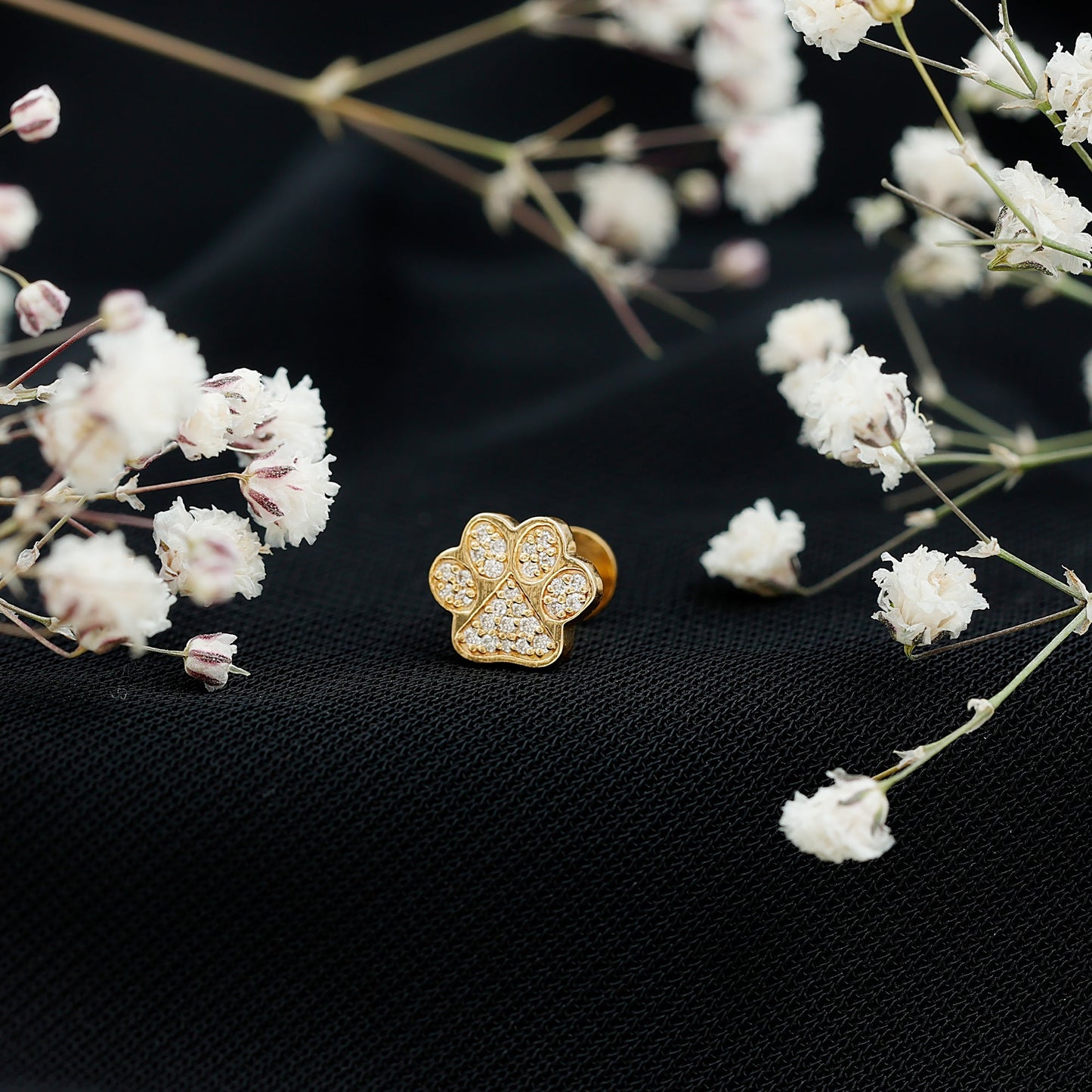 Certified Diamond Paw Cartilage Earring