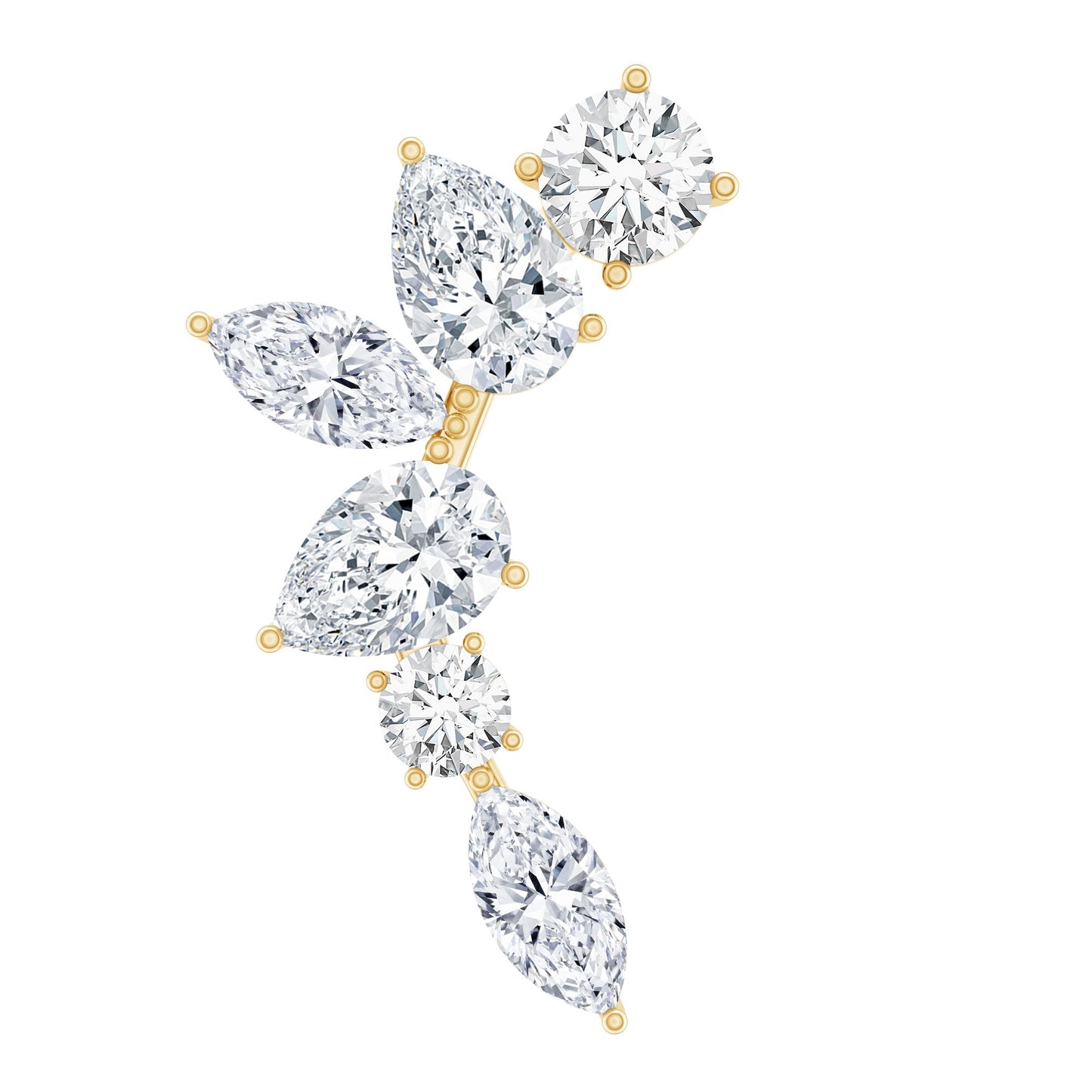 Unique Diamond Ear Crawler Earring for Helix Piercing