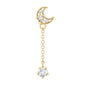 Diamond Moon Chain Earring for Helix Piercing