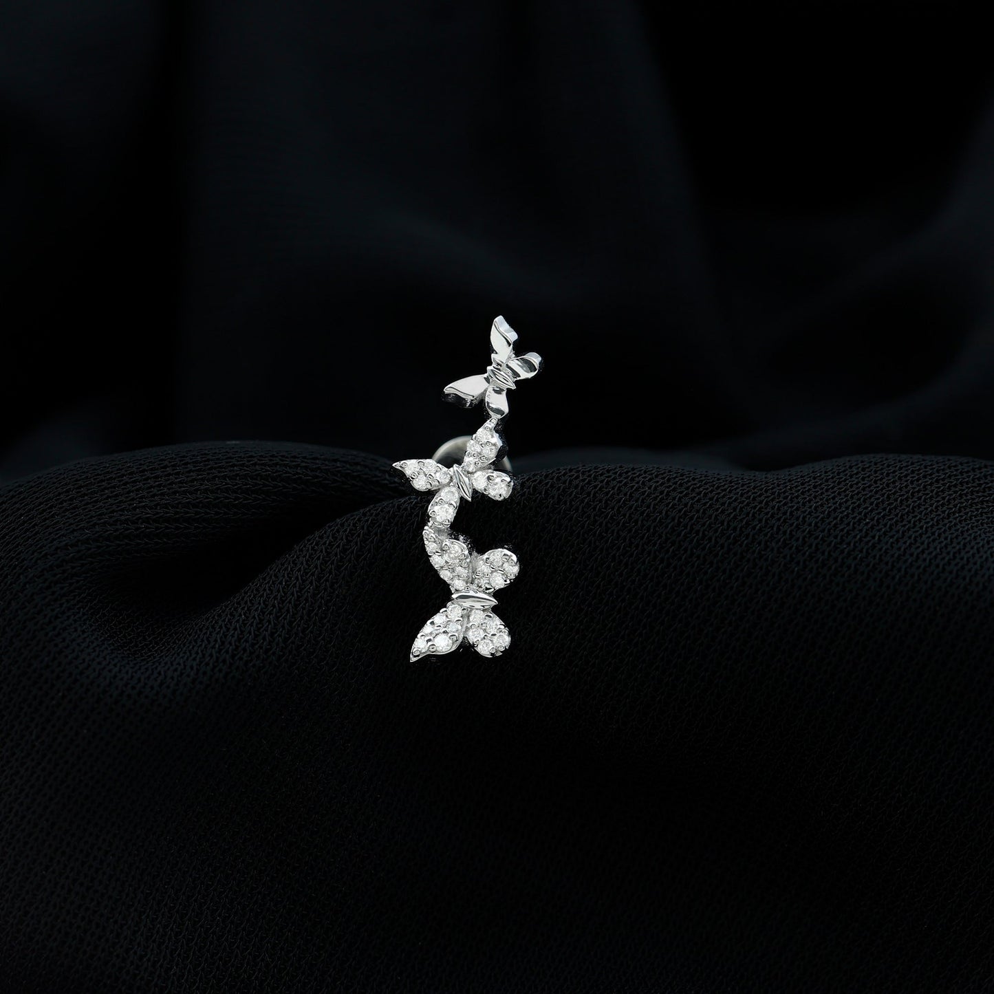 Diamond Butterfly Crawler Earring for Helix Piercing