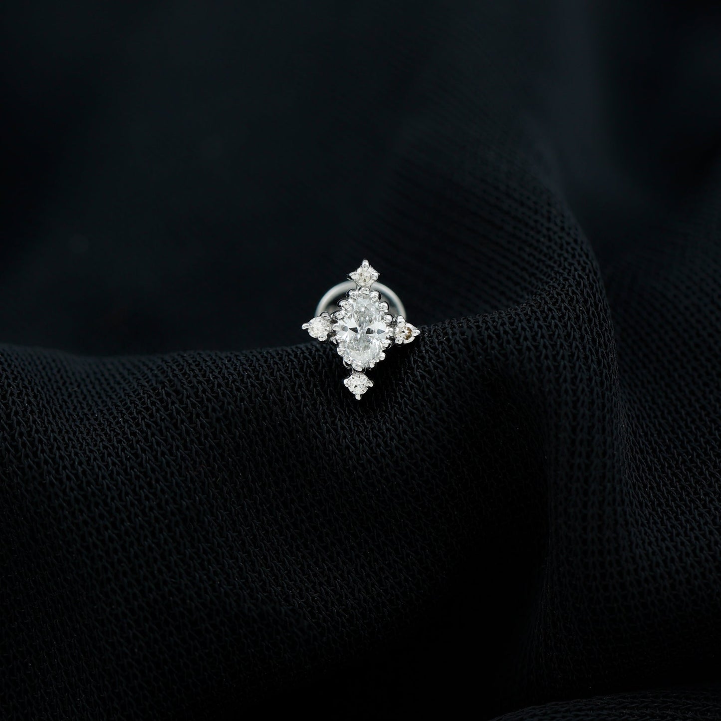 Vintage Inspired Oval Diamond Cartilage Earring