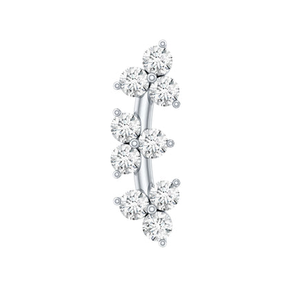 Simple Diamond Curved Helix Earring with Flat Back