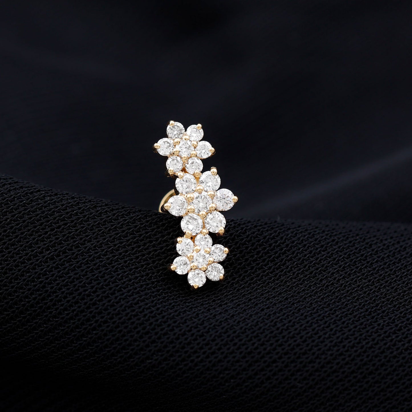 Certified Diamond Flower Crawler Cartilage Earring