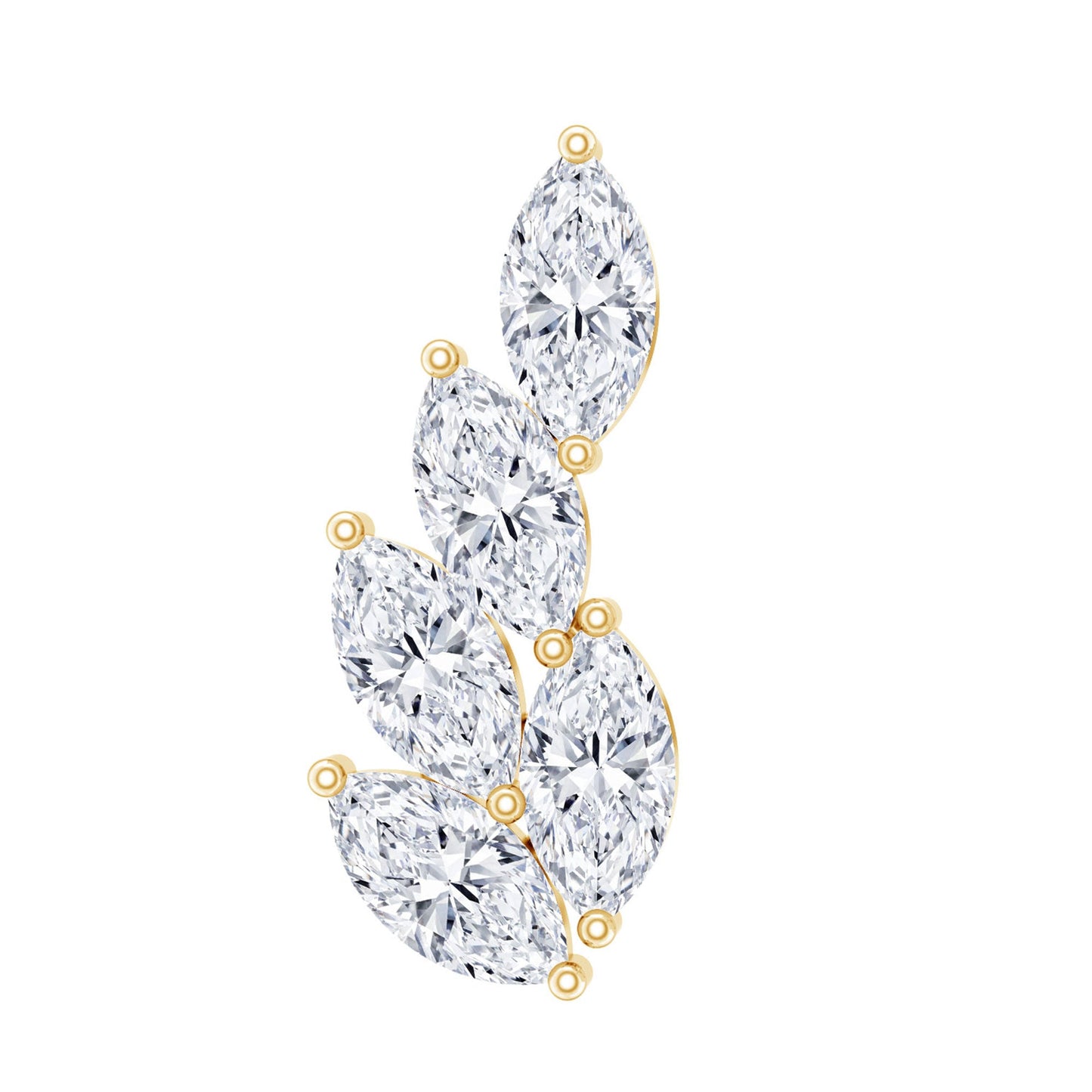 Marquise Diamond Leaf Cluster Earring for Helix Piercing