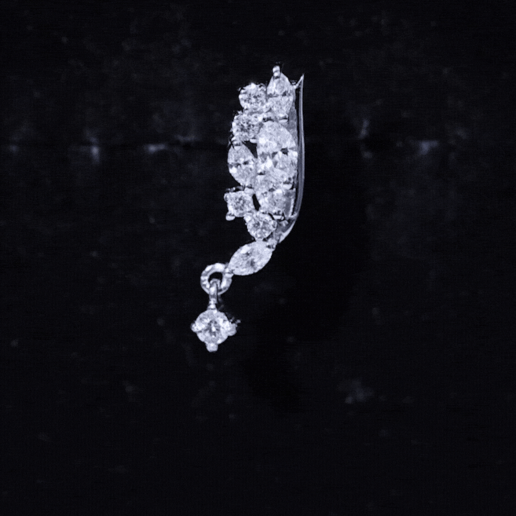 Brilliant Cut Diamond Wing Helix Drop Earring with Flat Back