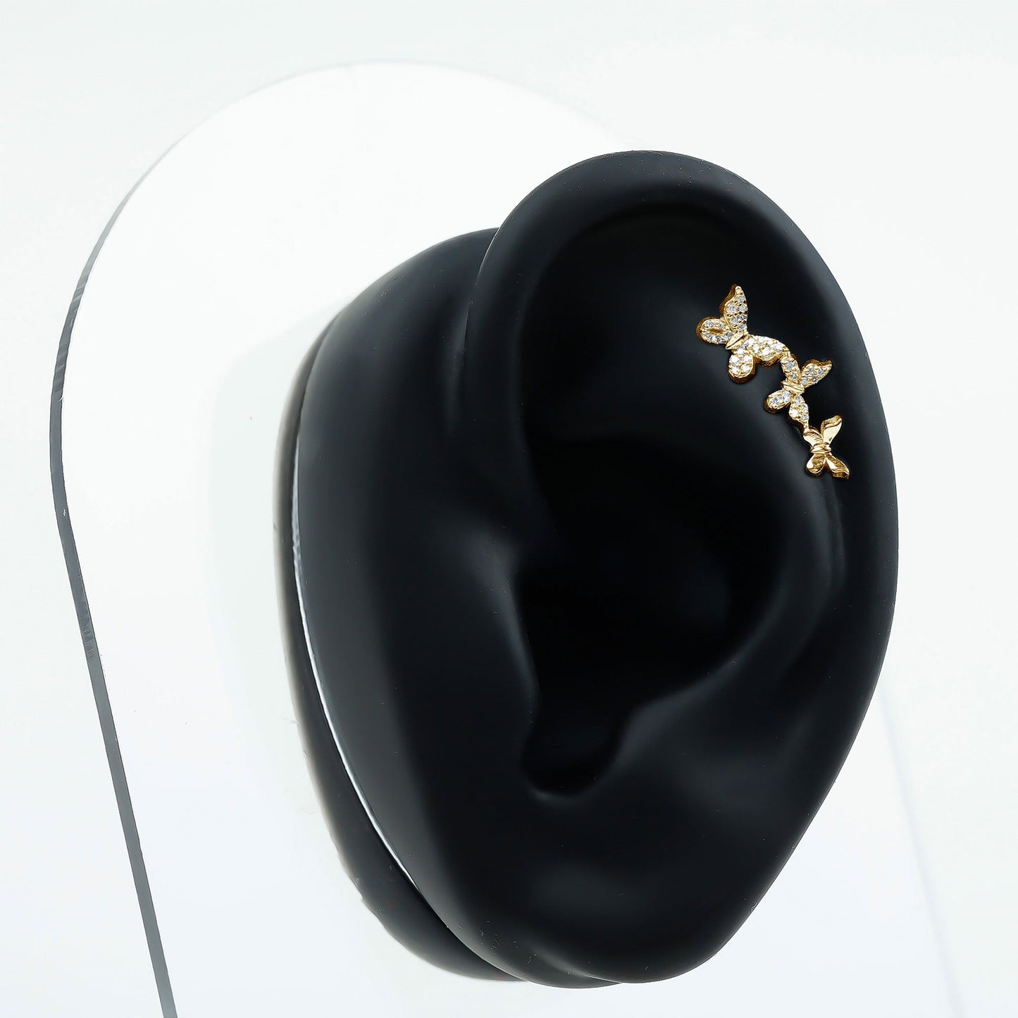 Diamond Butterfly Crawler Earring for Helix Piercing