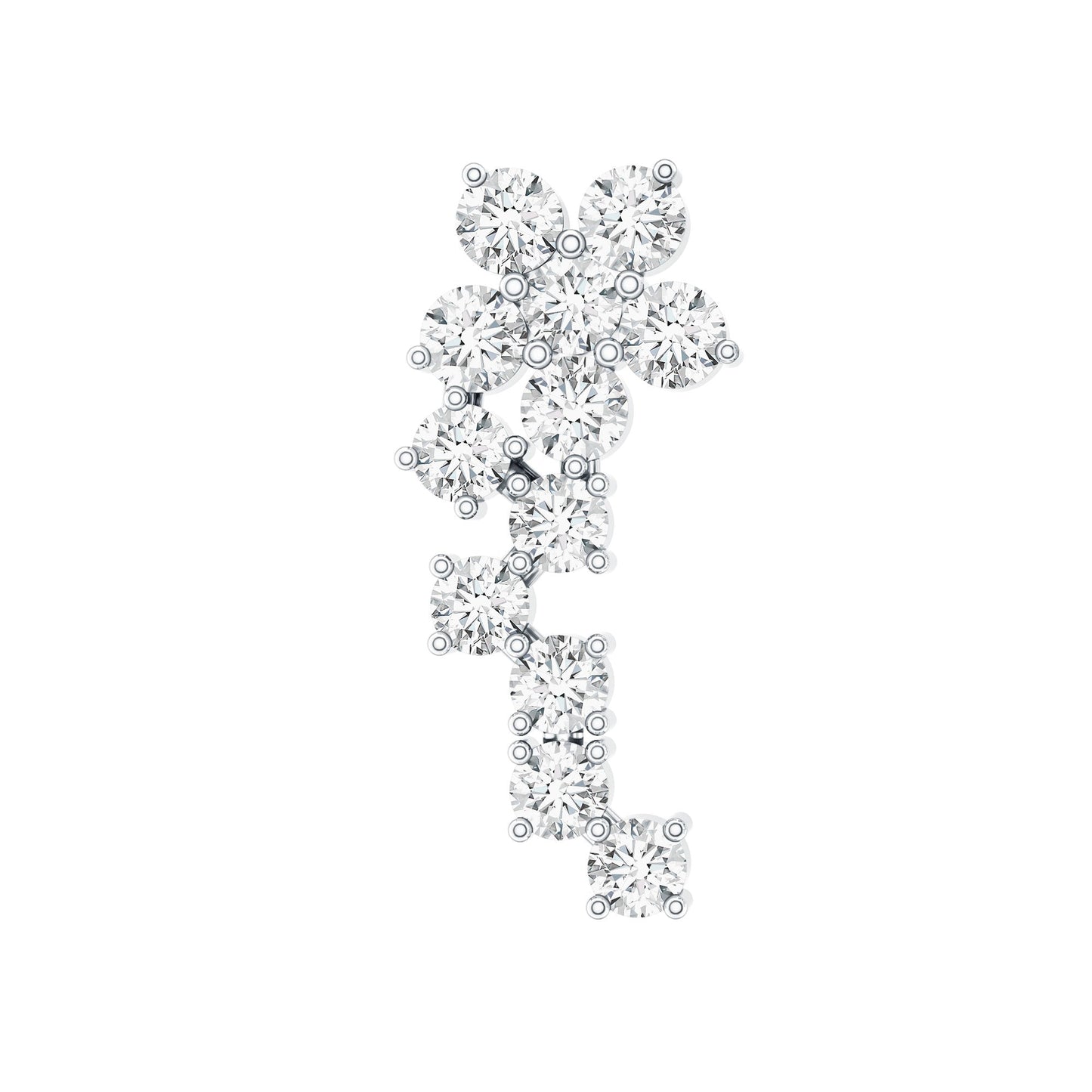 Diamond Floral Cluster Earring for Helix Piercing