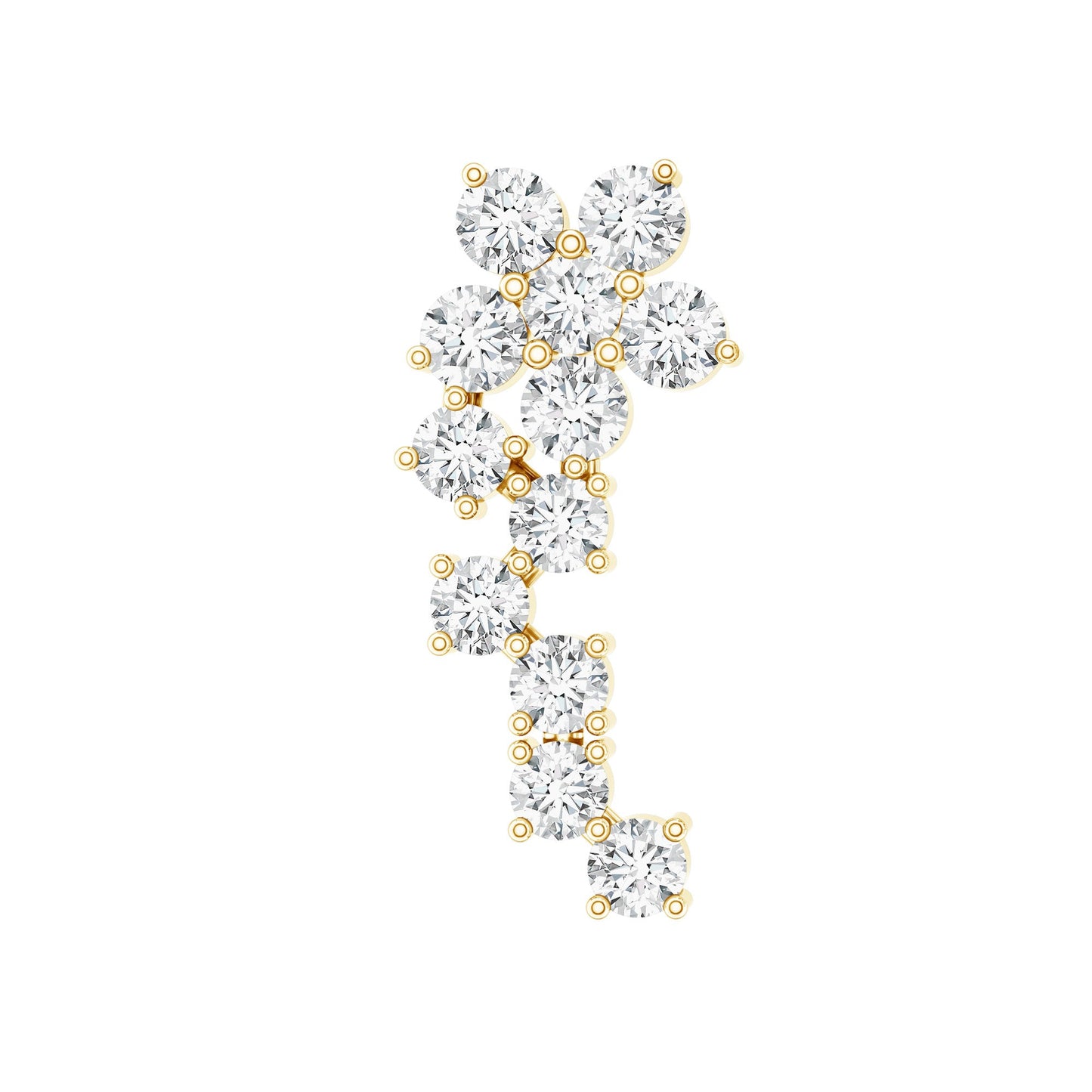 Diamond Floral Cluster Earring for Helix Piercing