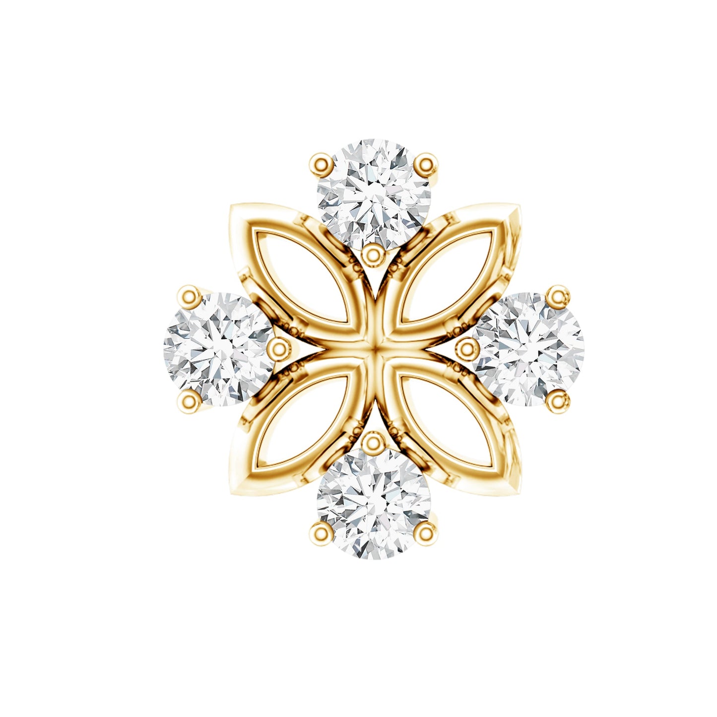 Nature Inspired Certified Diamond Flower Earring for Helix Piercing