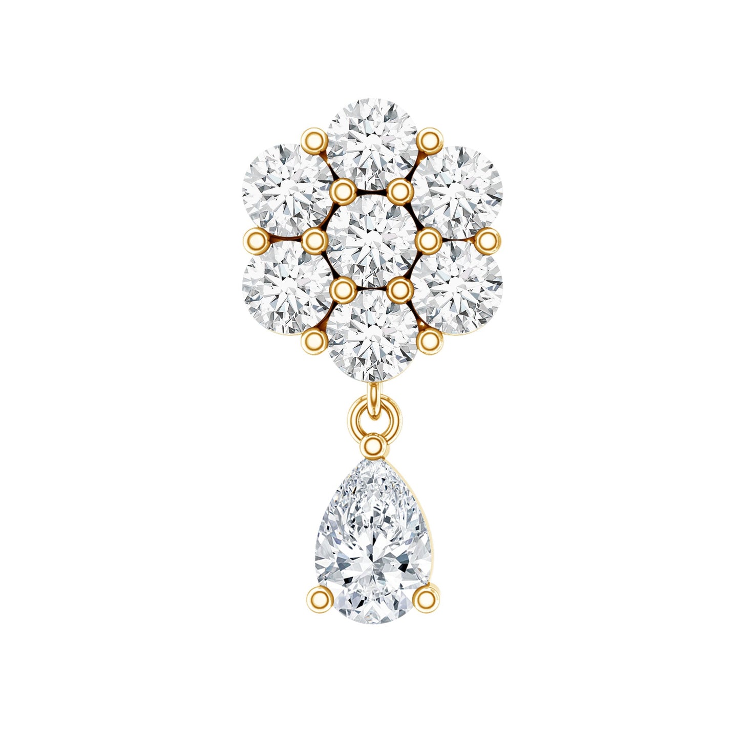Elegant Diamond Flower Cartilage Drop Earring
