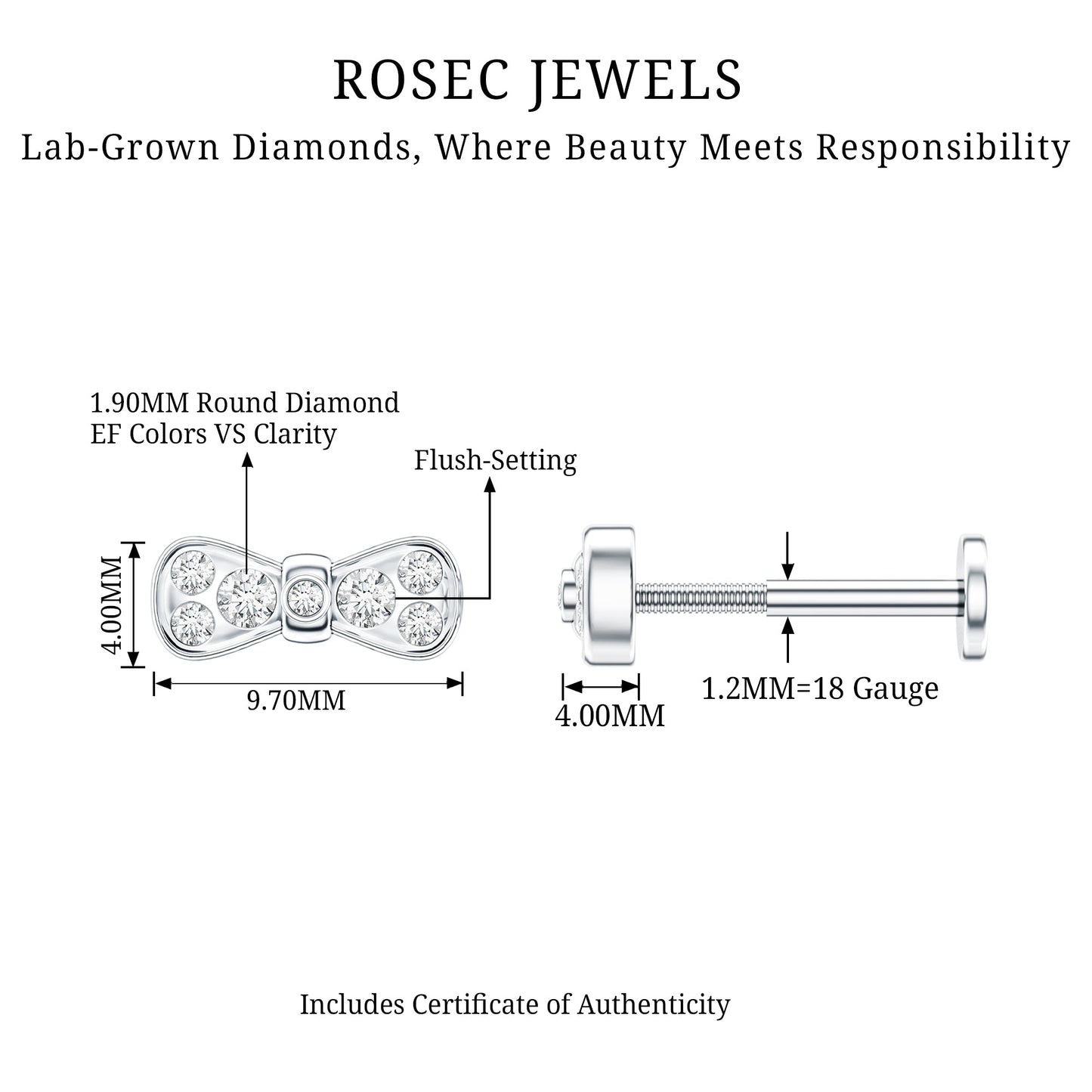 Diamonds Bow Cartilage Piercing Earring
