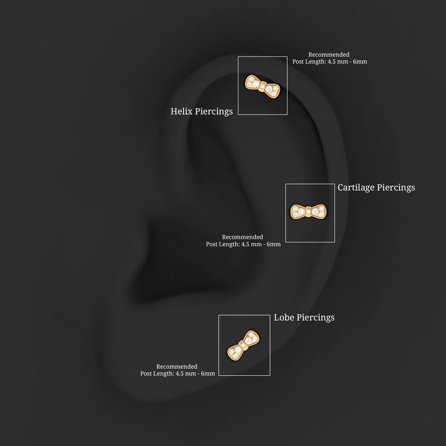 Diamonds Bow Cartilage Piercing Earring