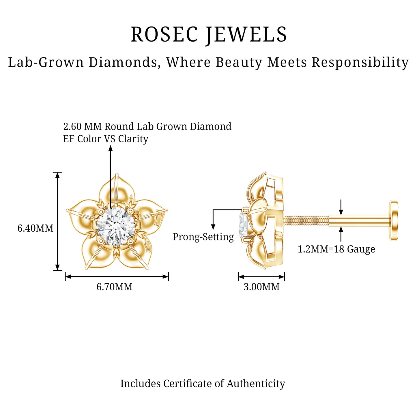 Minimal Diamond Flower Earring for Helix Piercing