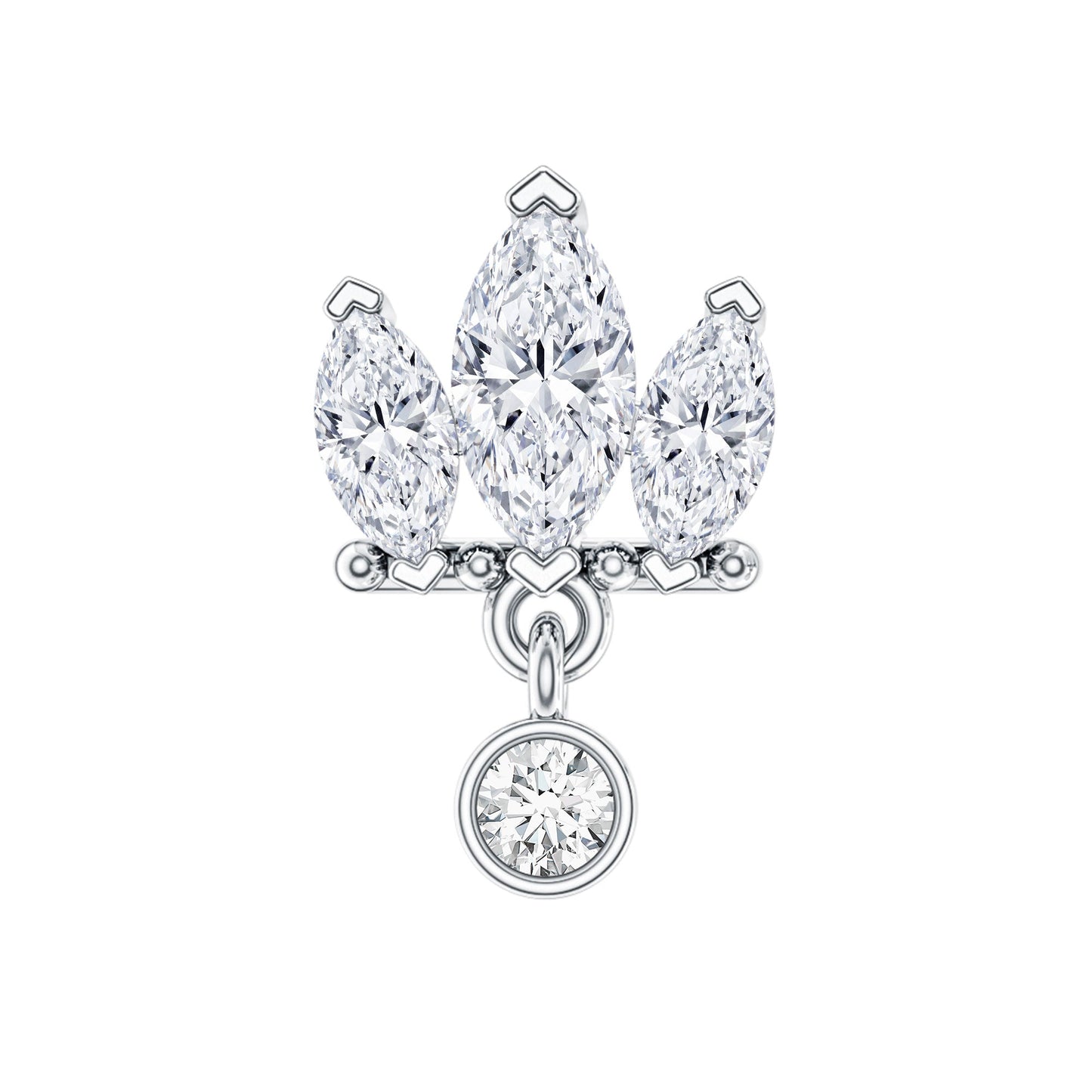 Three Marquise Shape Diamond Helix Drop Earring