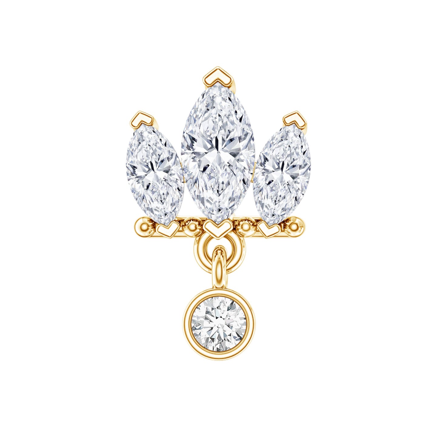 Three Marquise Shape Diamond Helix Drop Earring