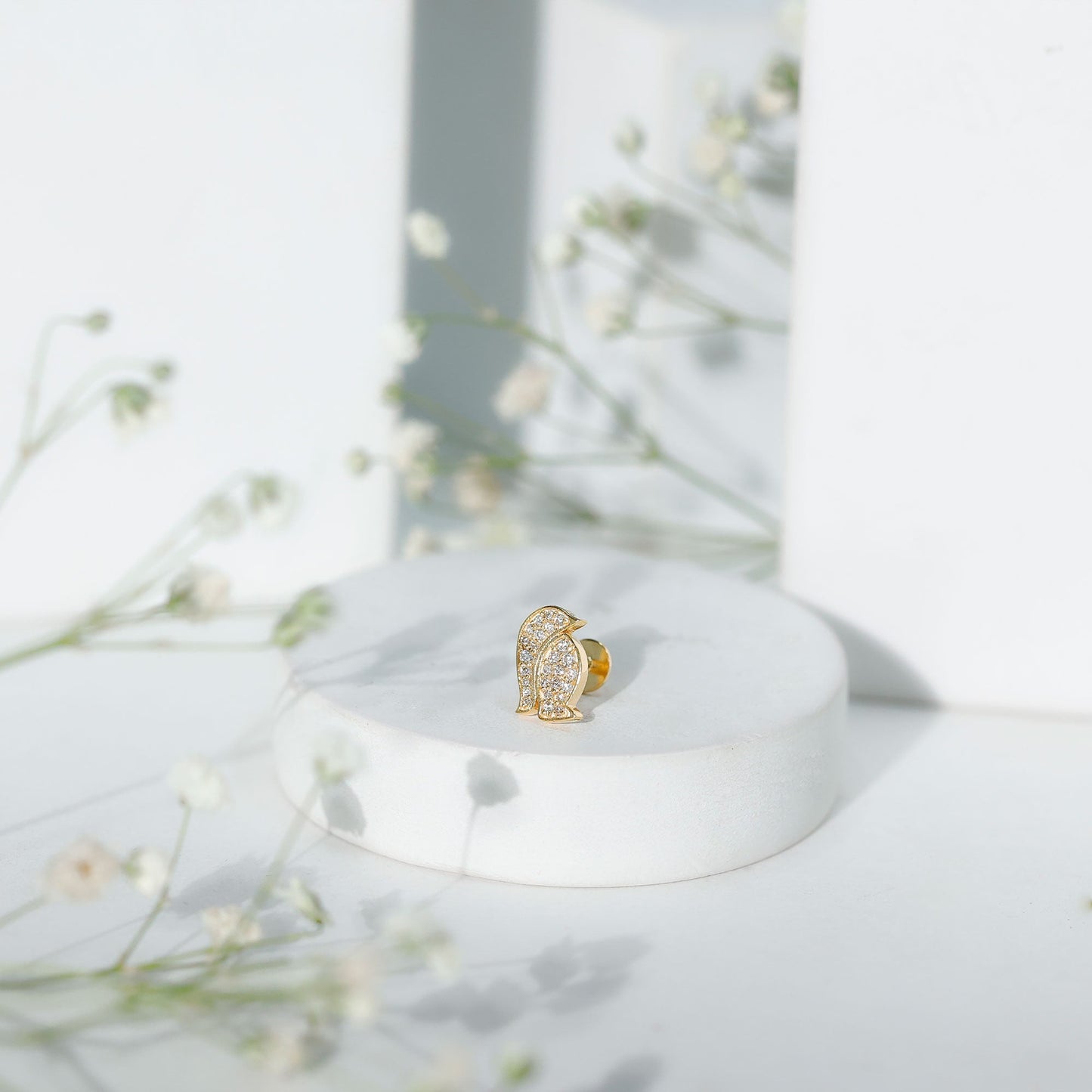 Cute Diamond Penguin Earring for Cartilage Piercing