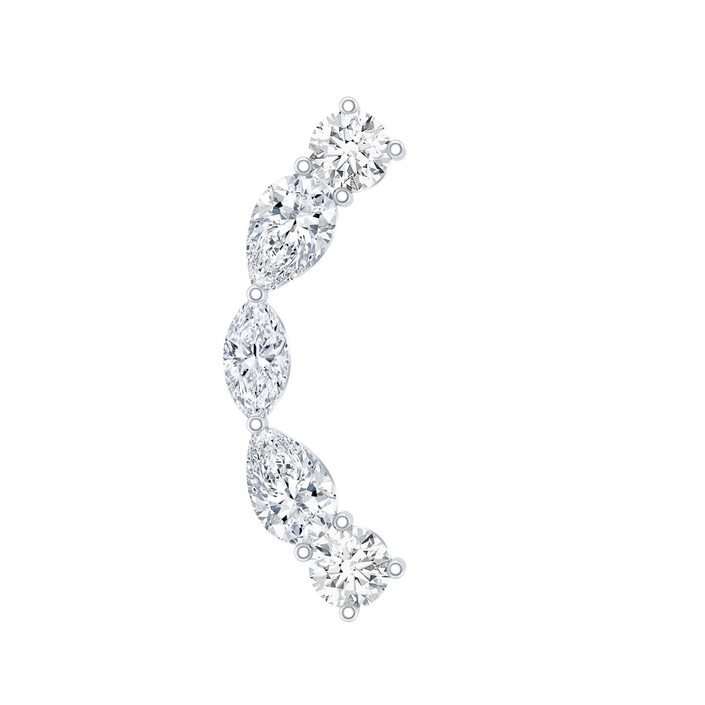 Pear Diamond Ear Crawler Earring for Helix Piercing