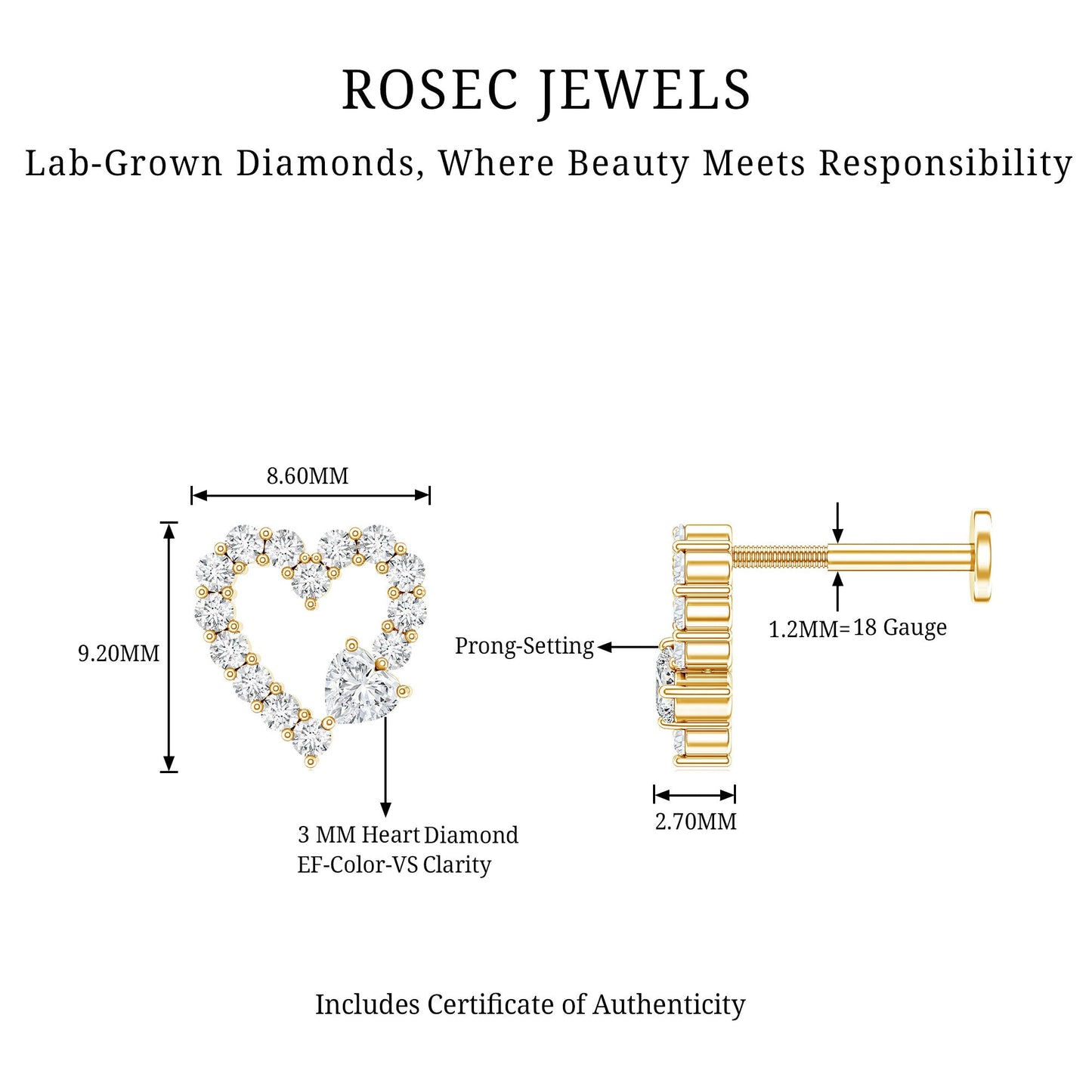 Diamond Heart Shape Cartilage Earring