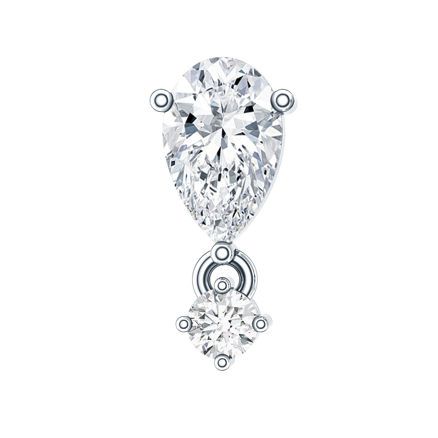 Pear Diamond Drop Earring for Helix Piercing