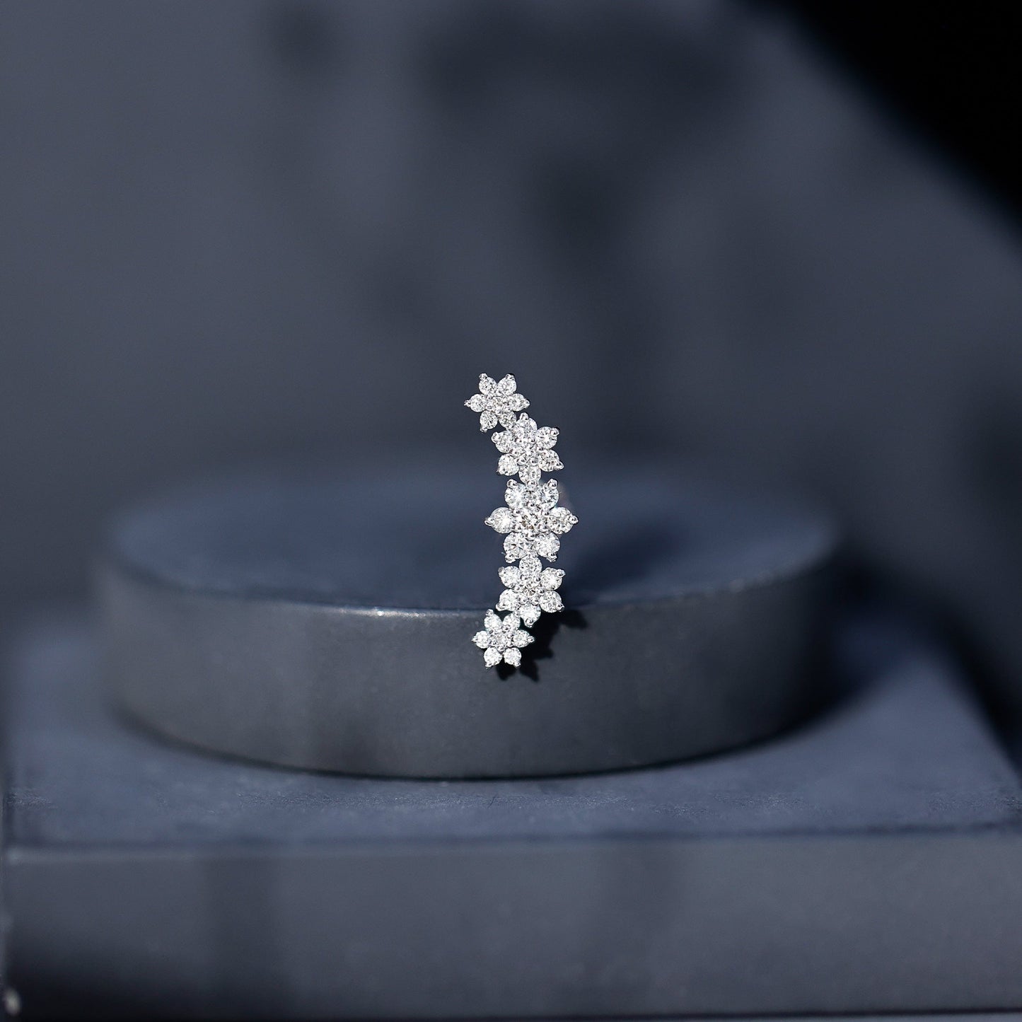 Diamond Flower Ear Crawler Earring