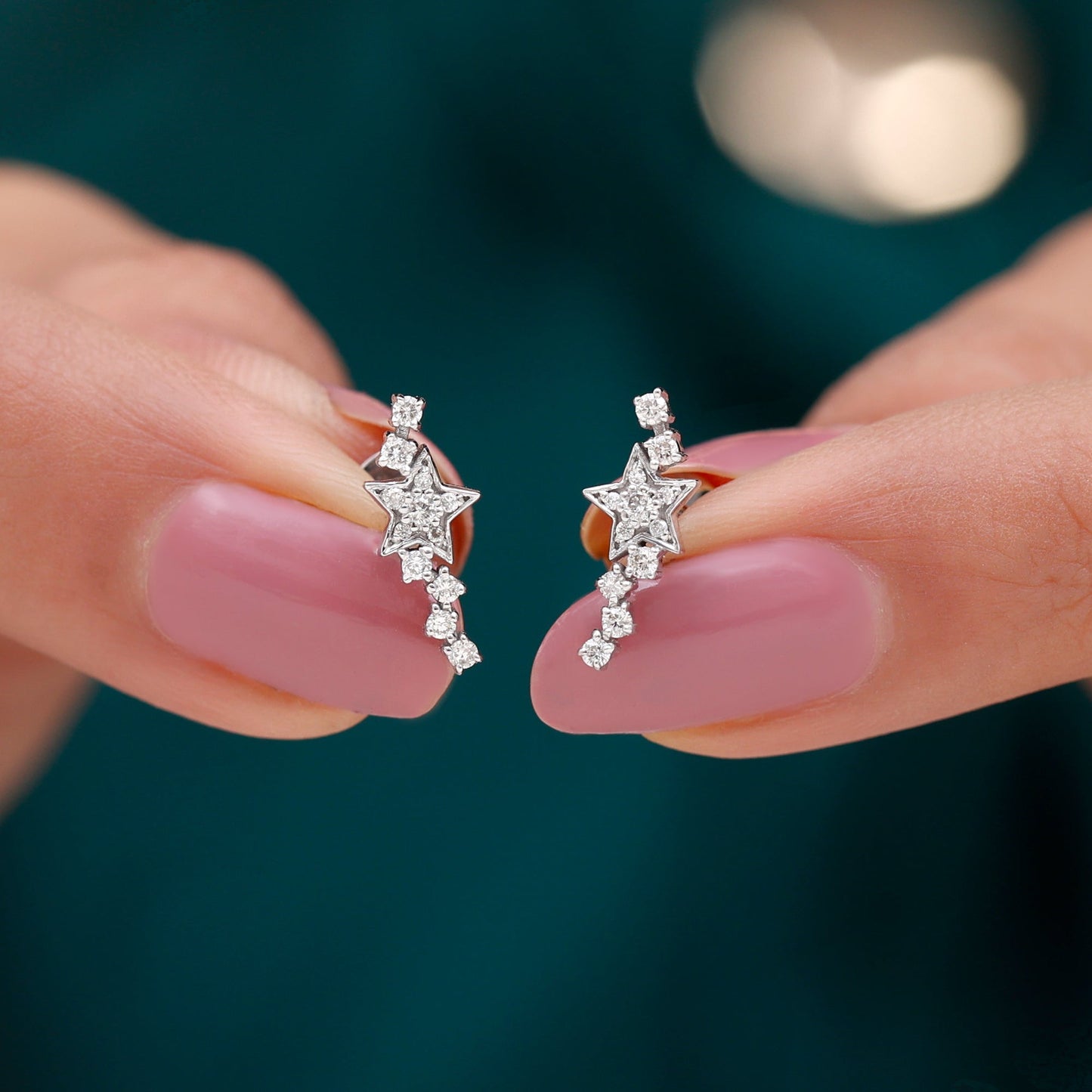 Certified Diamond Star Crawler Earring for Helix Piercing