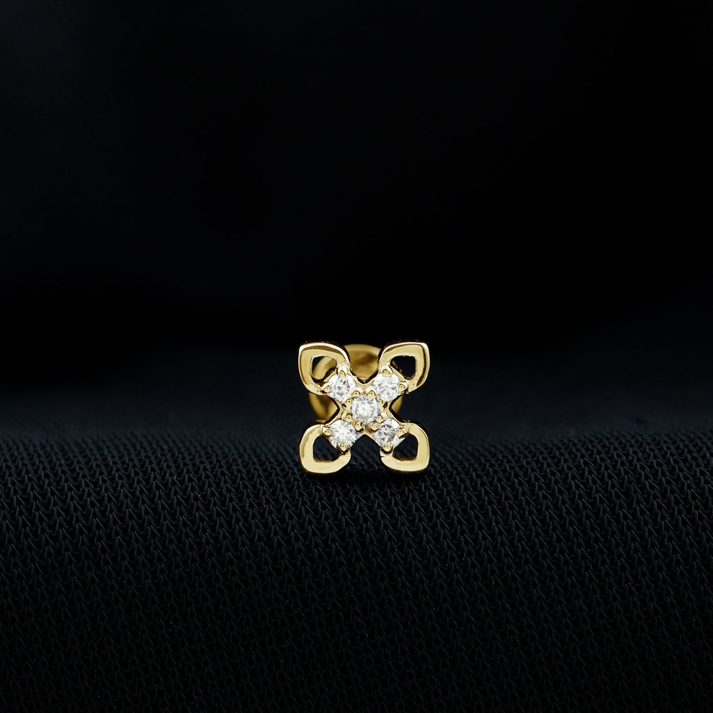 Real Diamond Floral Earring for Cartilage Piercing