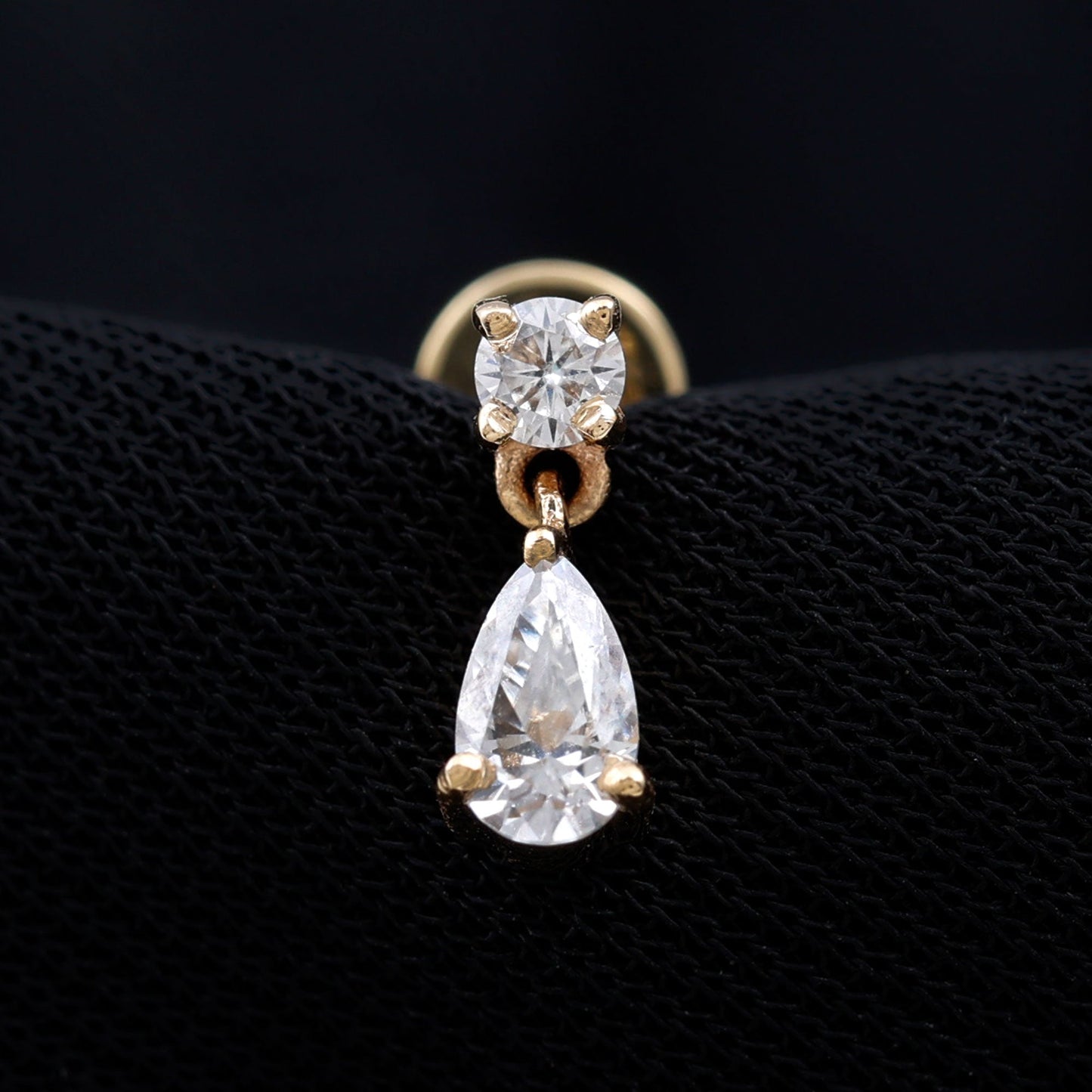Moissanite Teardrop Earring for Helix Piercing