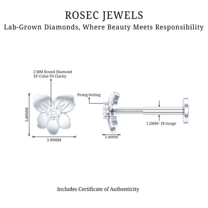 Nature Inspired Diamond Floral Helix Earring