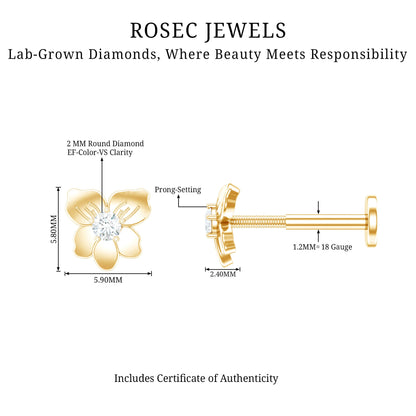 Nature Inspired Diamond Floral Helix Earring