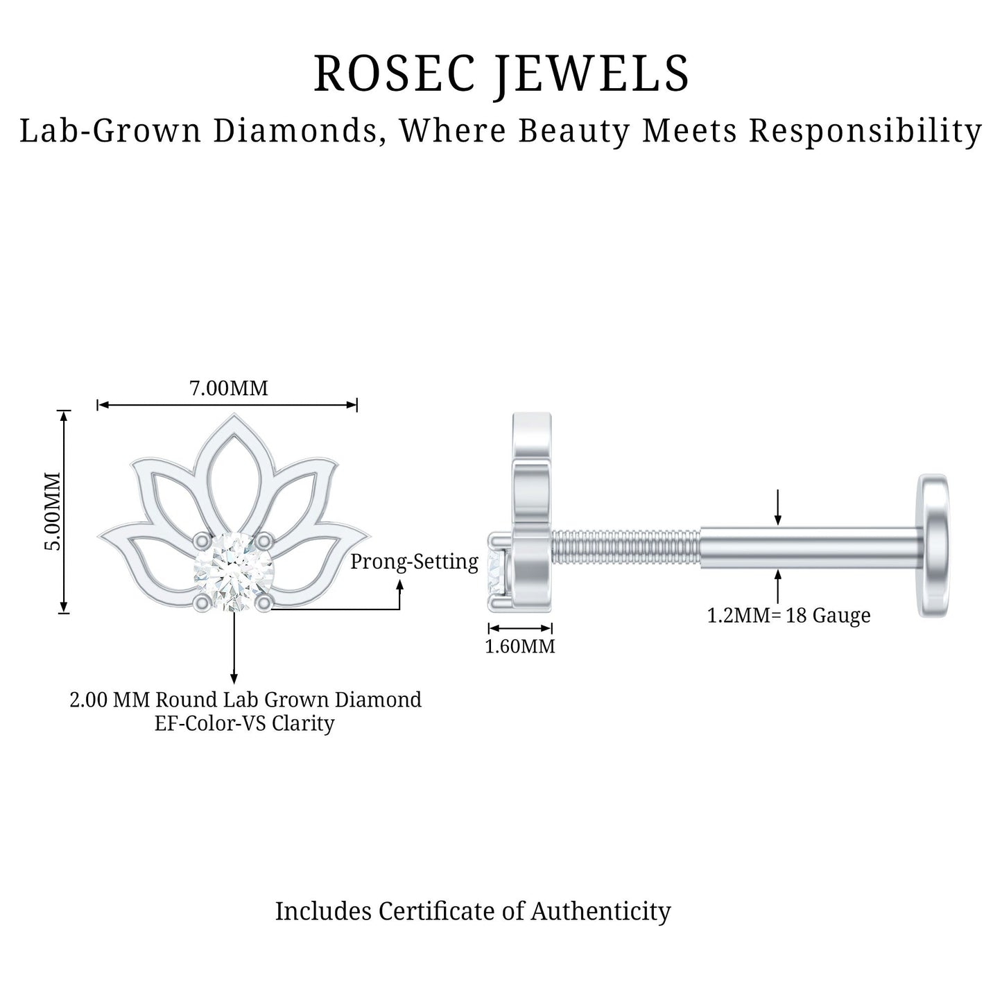 Nature Inspired Diamond Lotus Earring